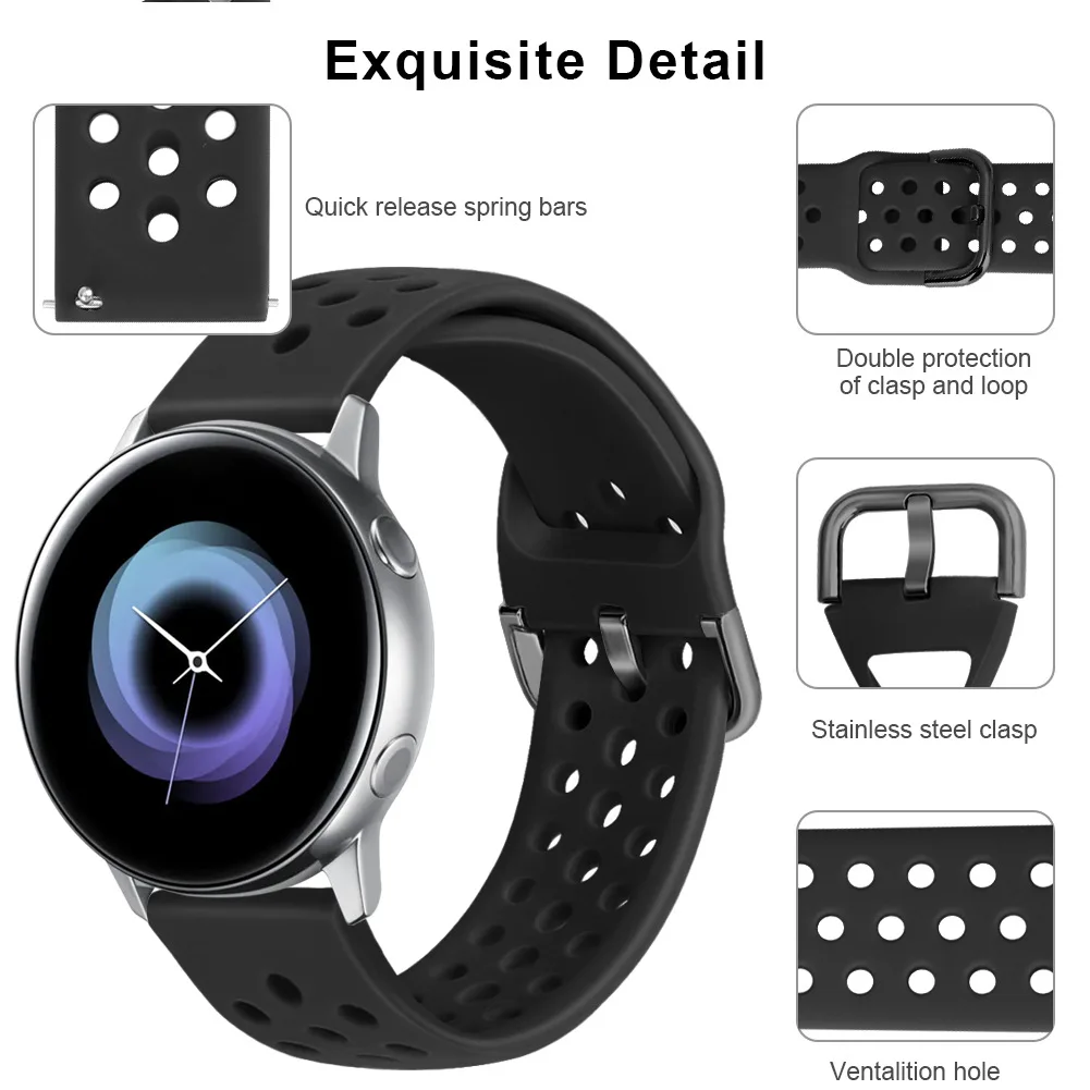 20 мм силиконовый ремешок для часов samsung Galaxy Watch Active 42 мм gear S2 спортивный сменный Браслет ремешок для SM-R500 SM-R810