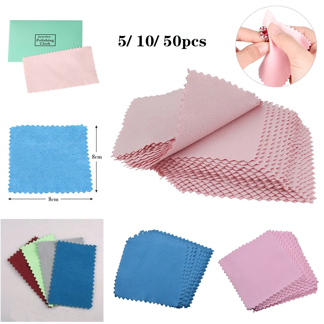 

5/10/50pcs Clean Cleaning Cloth Polishing Cloth For Sterling Platinum Jewelry Anti Tarnish
