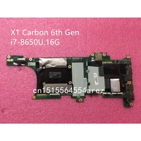 original laptop lenovo thinkpad x1 carbon 6th gen type 20kh 20kg motherboard mainboard i7 8650u 16gb ram 01yr217