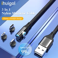 ihuigol 90 degree rotate magnetic cable micro usb type c 8 pin fast charging magnet charge cord for iphone 12 11 pro xs max wire