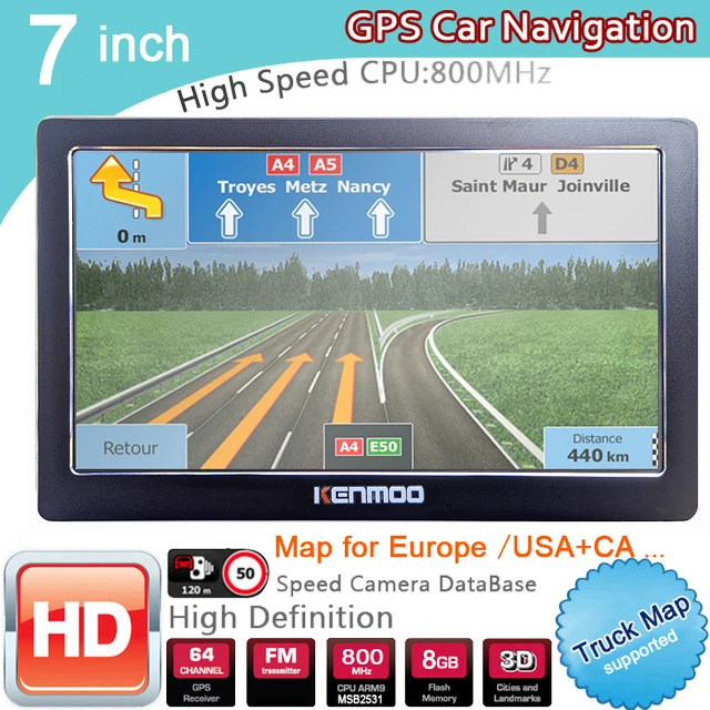 Портативный навигатор HD с GPS 7 дюймов 2021 карт для Европы России автомобиля