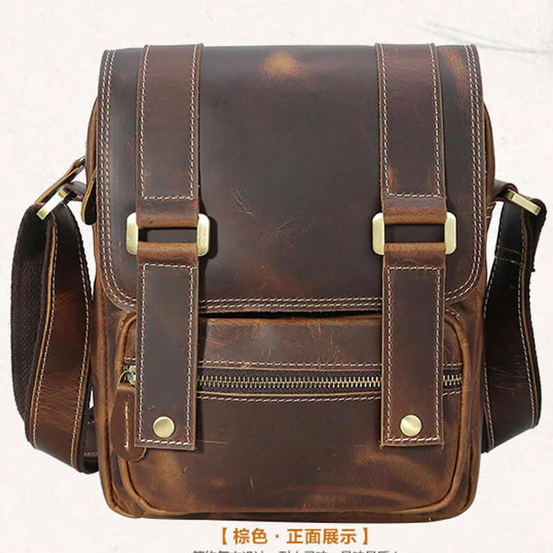 

Genuine Leather Men's Handbags Crazy Horse Leather Man Retro Tote Bag Shoulder Messenger Bag Business Men Briefcase Laptop Bag