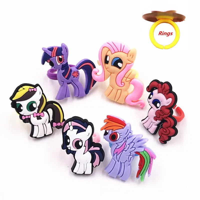 6 шт./компл. Детские Кольца с единорогом из мультфильма Моя маленькая лошадь для