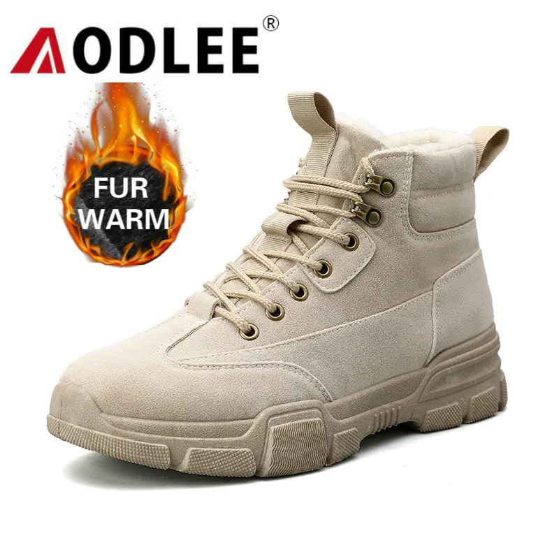 Мужские классические ботинки с высоким берцем повседневные теплые зимние