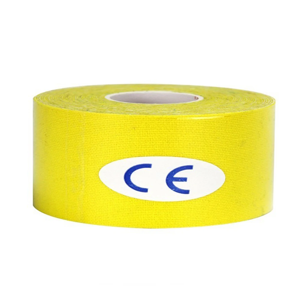 yellow Хлопковая эластичная кинезиологическая лента терапевтическая водонепроницаемая Поддержка мышц клейкая лента кинезио - Цвет: yellow