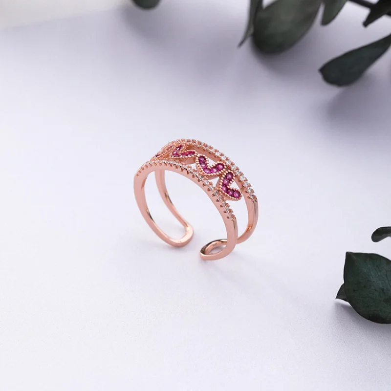 Открытие камень циркон кольца любящее сердце для женщин Женский милый перстни