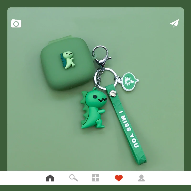 

Чехол для OPPO Enco W51, силиконовый защитный чехол с мультяшным динозавром для наушников oppow51 с ремешком, брелок, чехол для телефона