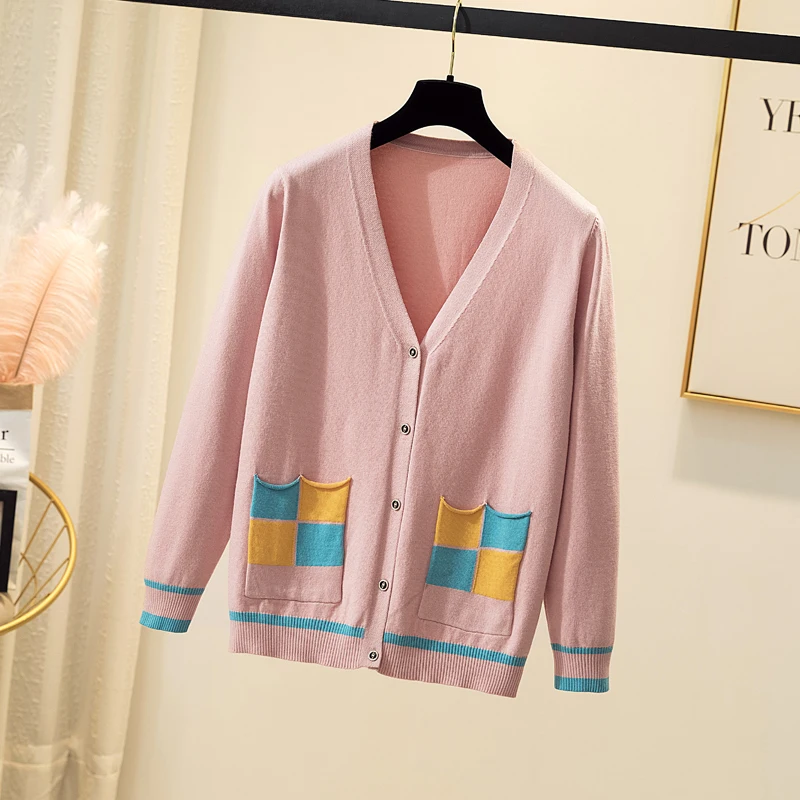 Женский длинный кардиган с узором ромбиками корейский стиль пальто оверсайз 4XL