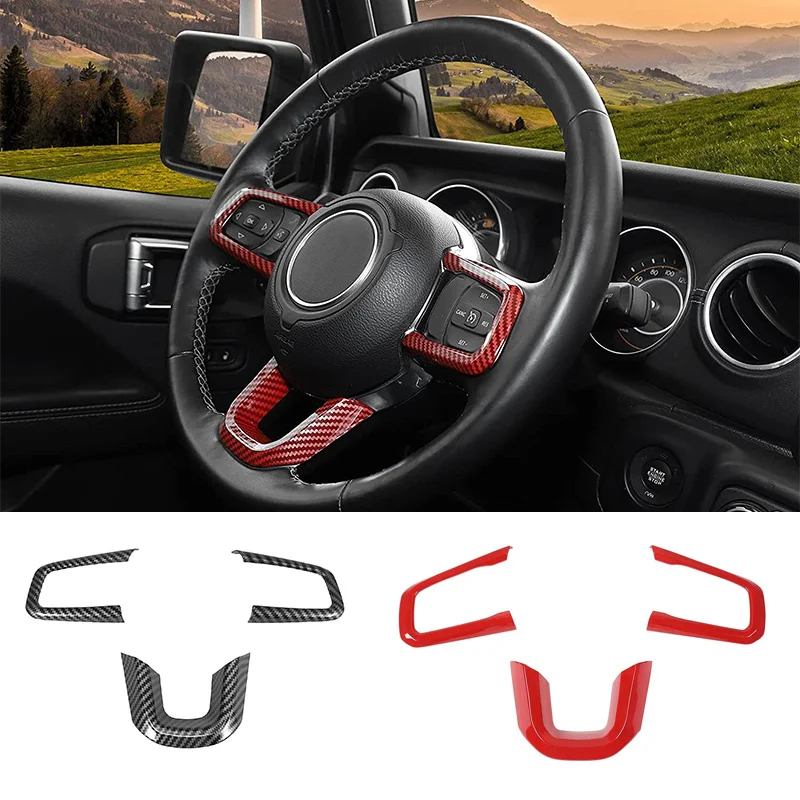 

1Set Steering Wheel Trim Cover ABS For Jeep Wrangler JL JLU JT 2018-2021 Car Steering Wheel Cover Automotive Interior Stickers