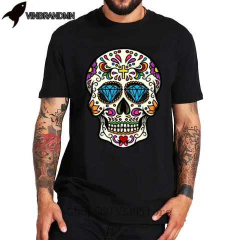 2020 модная летняя футболка с черепом мексиканским сахарным Мужская Классическая