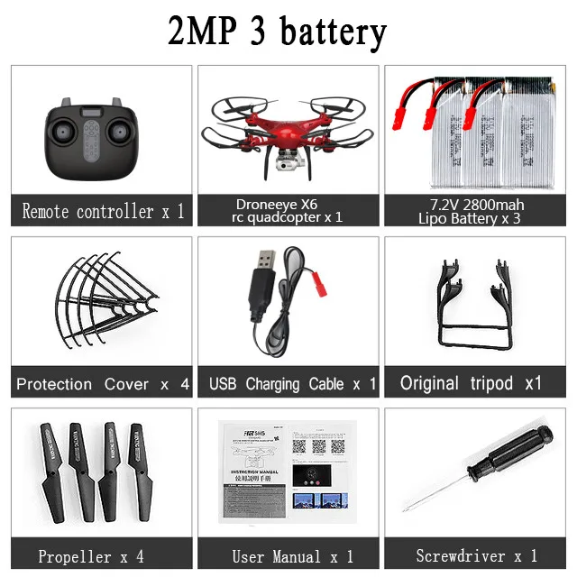 Red 2MP 3Battery Радиоуправляемый Дрон Квадрокоптер с 1080P Wifi FPV Вертолет камеры 20-25 мин Время полета Профессиональный Дрон 720p Квадрокоптер Дрон - Цвет: Red 2MP 3Battery