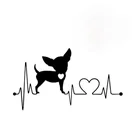 Автомобильная наклейка с изображением сердцебиения чихуахуа, наклейка с собакой, водонепроницаемое автомобильное окно, креативная наклейка на мотоцикл из ПВХ, 15 см * 9 см