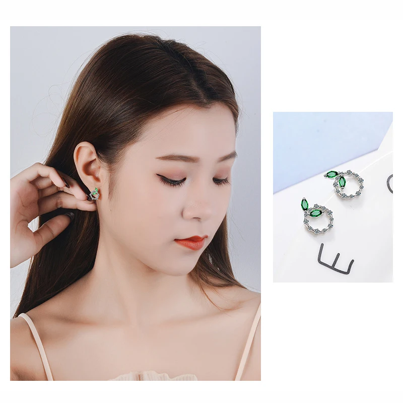 Женские серьги гвоздики MEETSOFT с серебряным покрытием модные кристаллами и