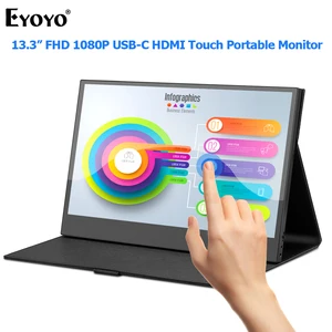 eyoyo 13 3 portable gaming monitor 1920x1080 lcd screen second moniteur with touch usb type c hdmi for laptop phone xbox ps4 pc free global shipping