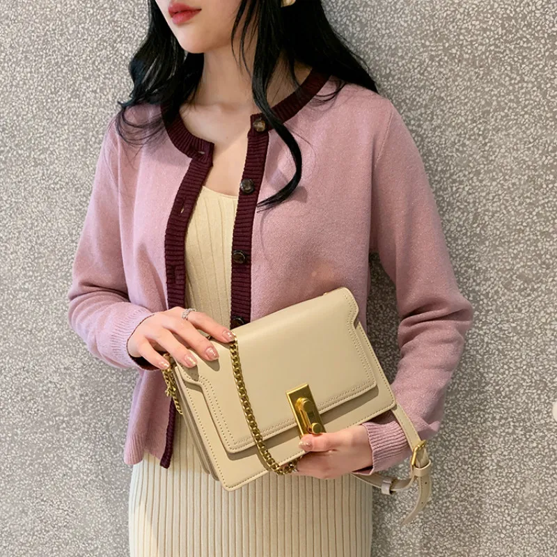

Simple Chain Bag for women 2020 One-shoulder Portable Fashion Casual Messenger Small Bag Square flap Bag Louie Vuiton