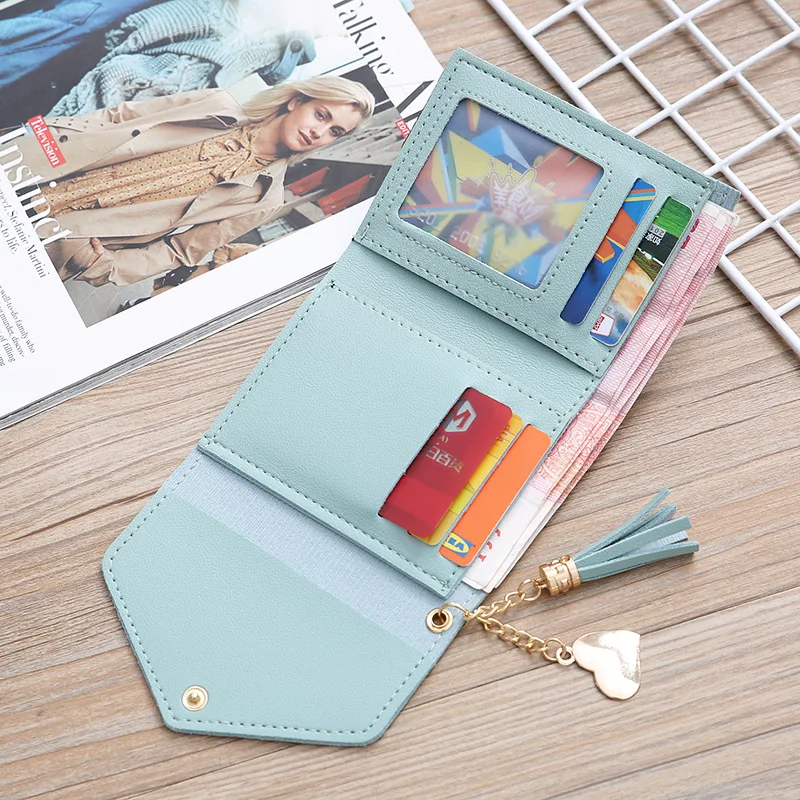 

Wallets Women Coin Purse Ladies Pu Leather Tassel & Metal Ring Clutch Keychain Thin Key Bag Card Holders Mini Pouch