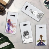 beautiful girl with long hair phone case transparent for samsung galaxy a71 a21s s8 s9 s10 plus note 20 ultra