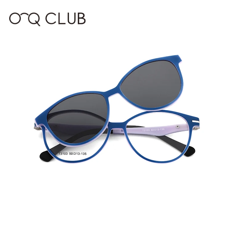 

O-Q CLUB Kids Glasses Round Flexible Polarized Magneitic Clip-on Sunglasses TR90 Myopia Optical Children’s Eyeglasses T3103