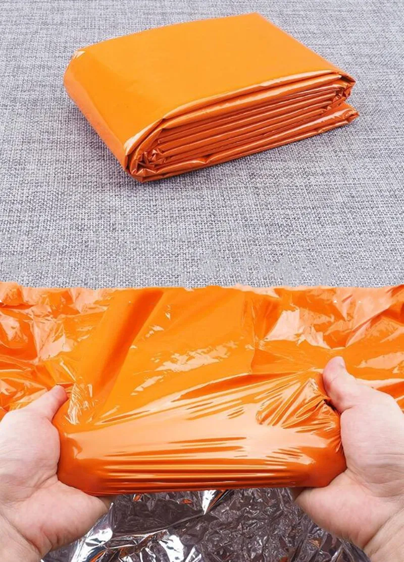 

Emergency Blanket Outdoor Orange PE Thickened Warmth Survival Insulation Mountain Climb Adventure Camping Adult Rescue Blanket