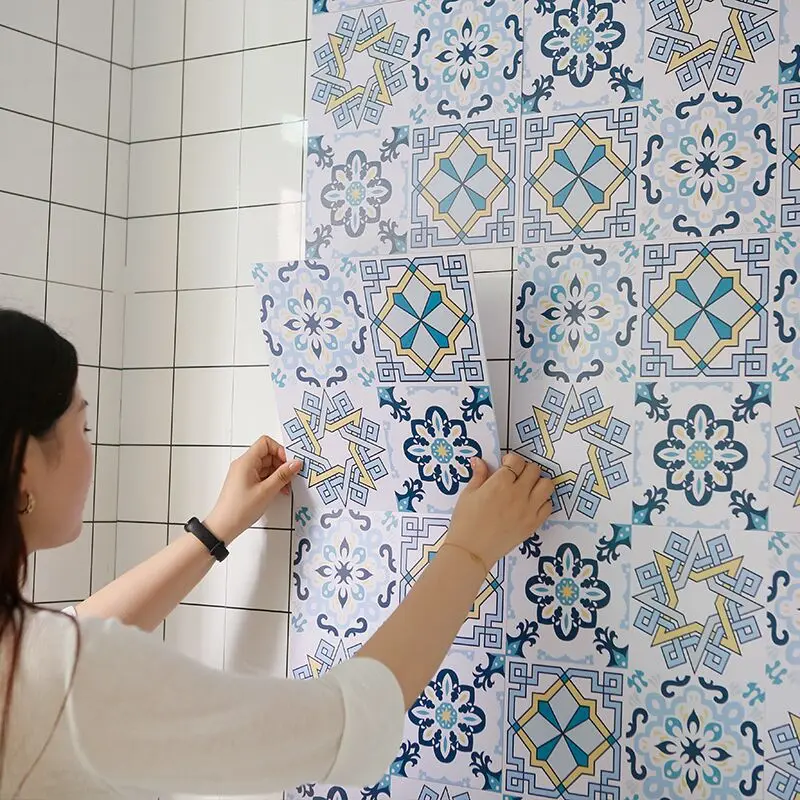 

Retro Pattern Tile Wall Sticker Floor Sticker Bathroom Kitchen Decoration Waterproof Wall Sticker Self-adhesive Art Wallpaper