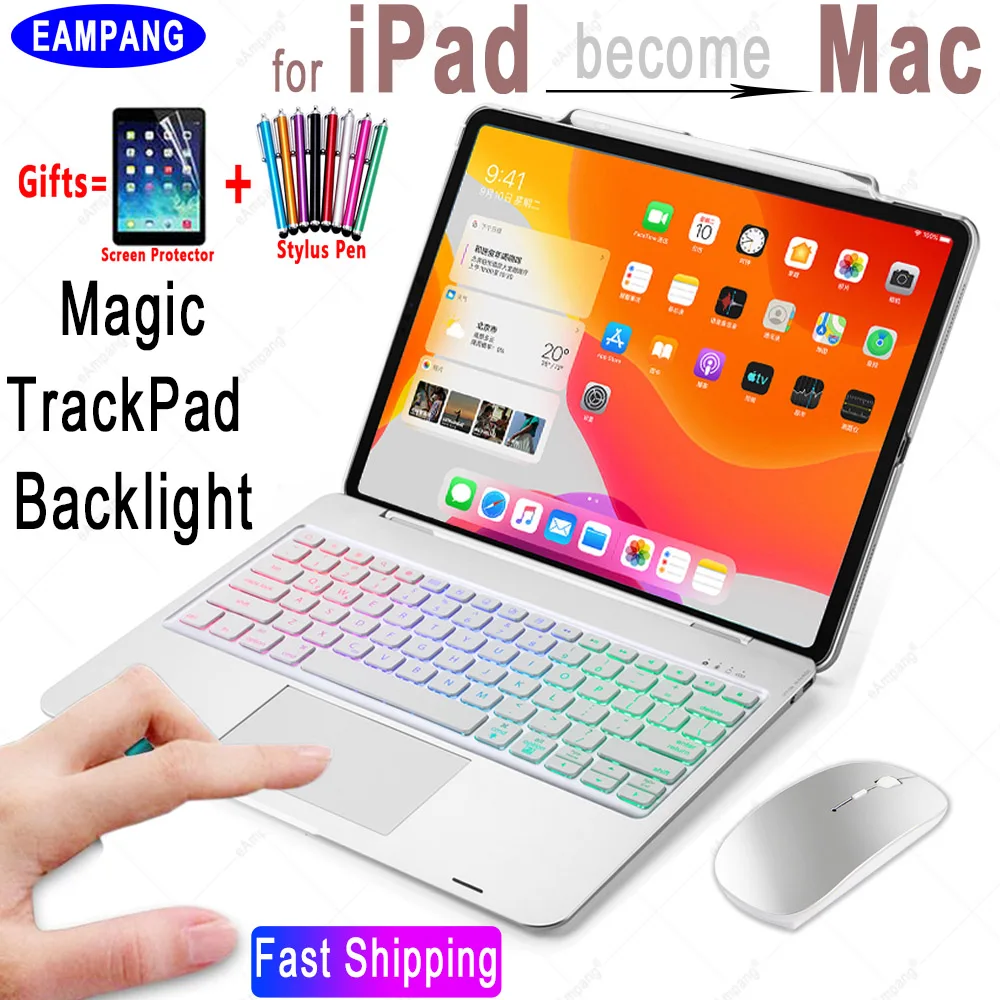Чехол с тачпадом для клавиатуры и мыши iPad 10 2 7th 8th 2020 Pro 5 9 7 Air 3 2019 чехол русской