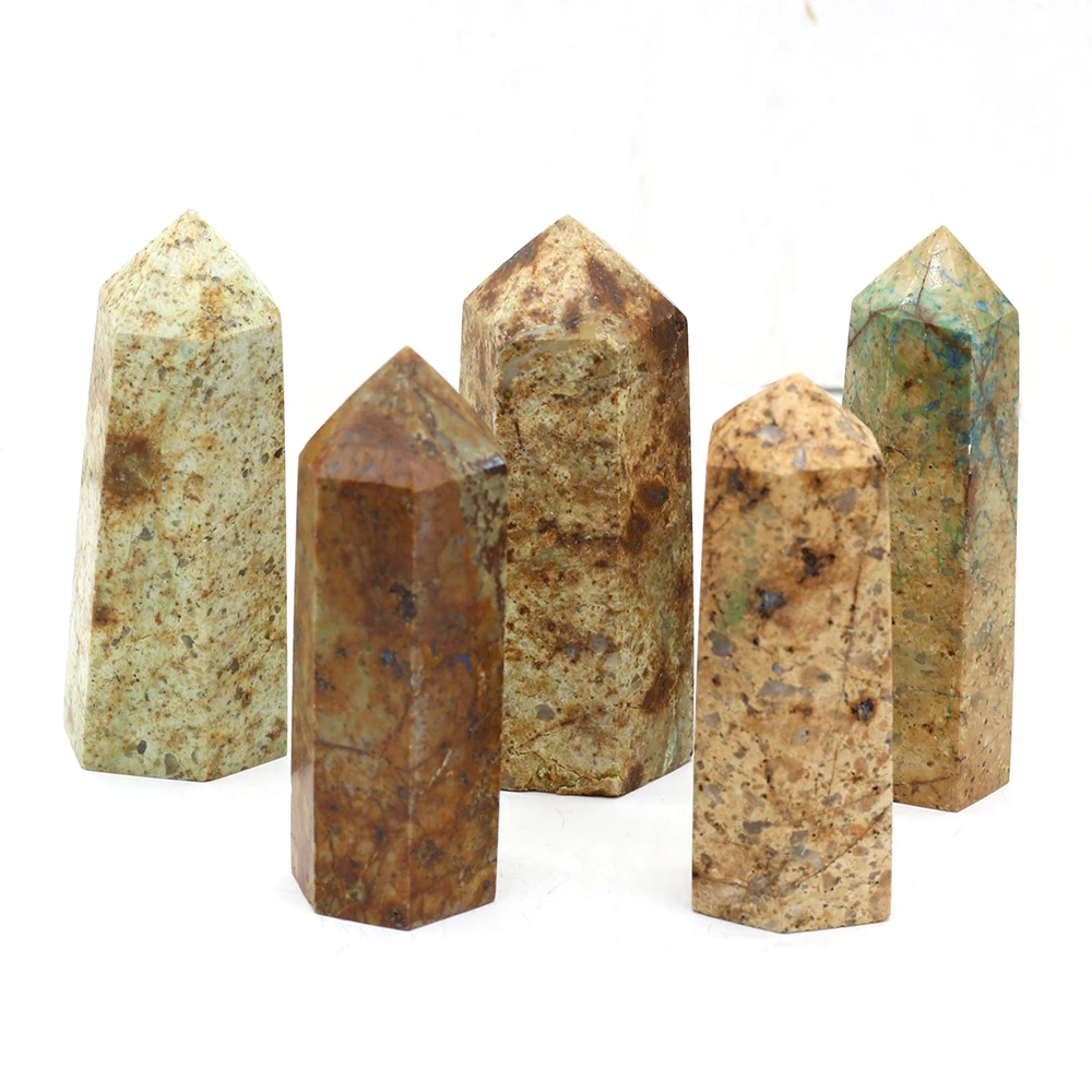 

2PCS Natural Medical Stone Crystal Tower Hexagonal Prism Ornament Bead Aura Healing Energy CrystalStone Jewelry Decor Charm Gift