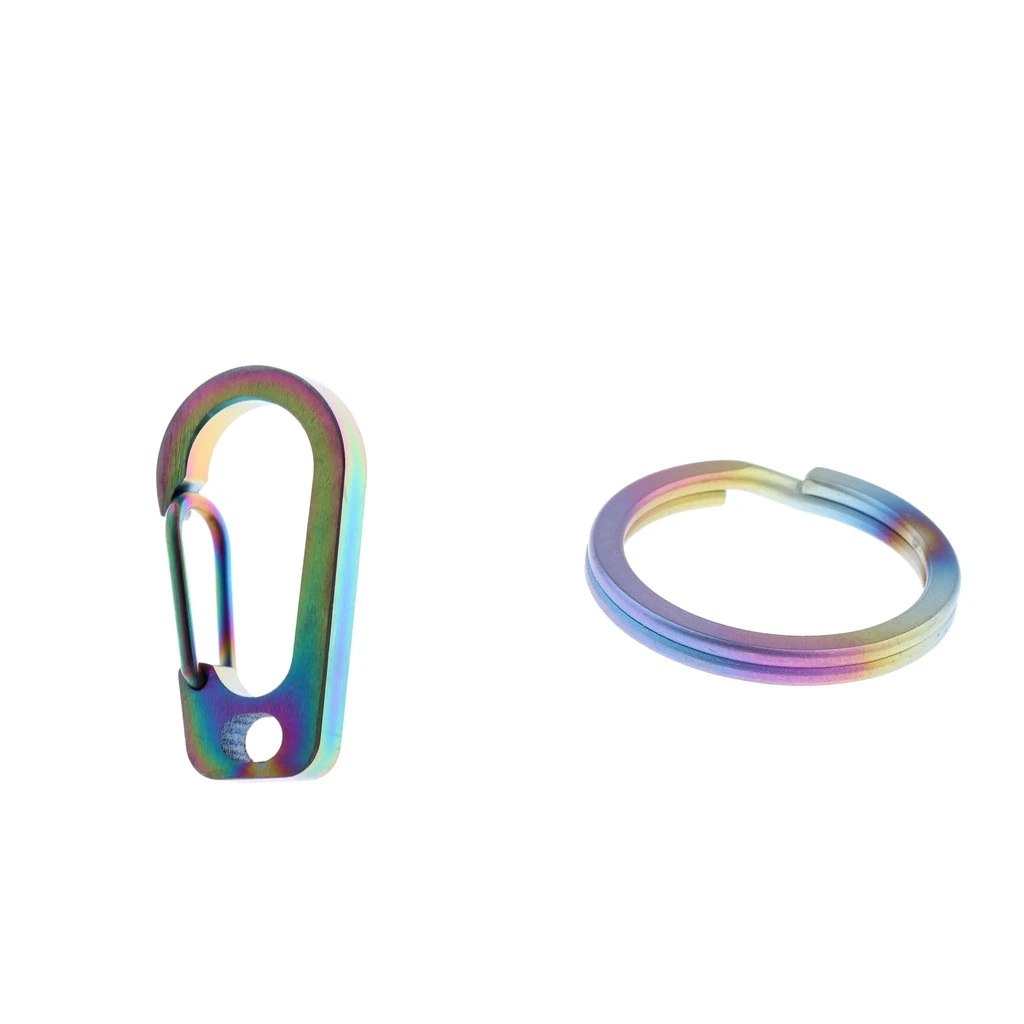 Titanium Alloy Spring Carabiner Clip Keychain Quick Hook Buckle Outdoor with Key Ring Climbing Accessories