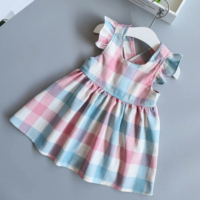 Новая детская одежда летнее Повседневное платье на пуговицах для маленьких