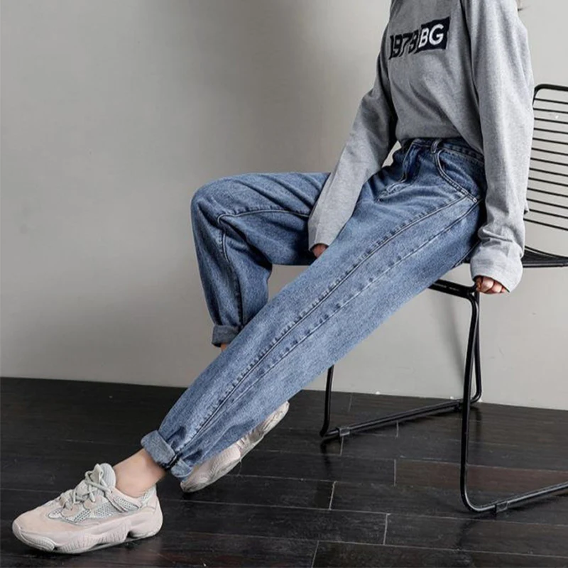 

Jeans Women 2021 New Women's Pants European and American Style Retro Brown Pocket High Waist Straight Pants Women's Casual Pants