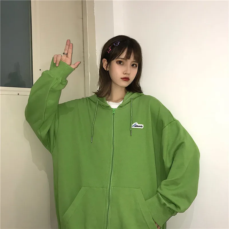 Zip Up Sweetshirts Women Hoodie Oversize Hoody Fashion Student Sweatshirt Spring Autumn Winter Hoodi Girl Hooded Sweatshirts New