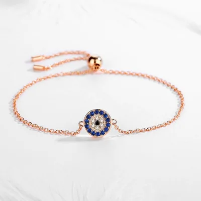 

925 Sterling Silver Jewelry Hand Eye Shape Women's Bracelets Blue