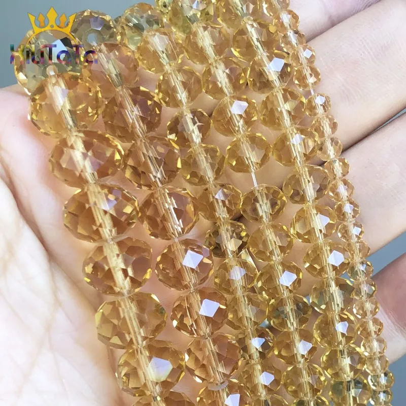 Граненые бусины из оранжевого стекла круглые для изготовления ювелирных изделий