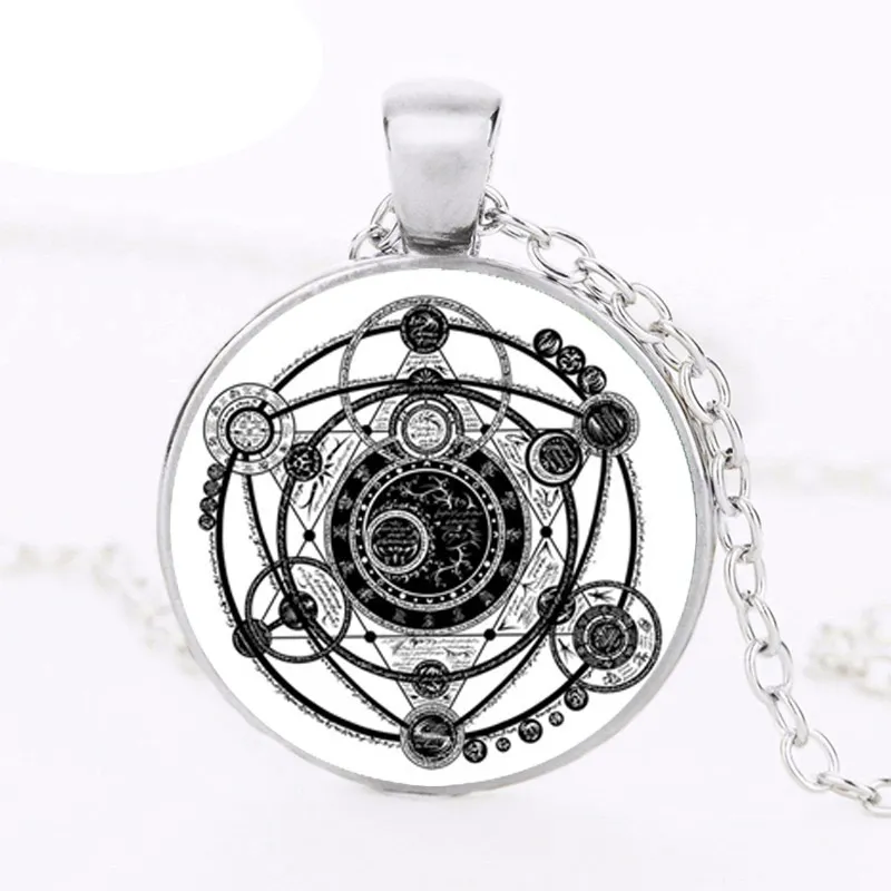 

2017 Fashion Sigil Magic Witchcraft Pendant Choker Statement Round Necklace For Women Dress Accessories Glass Cabochon Jewelry