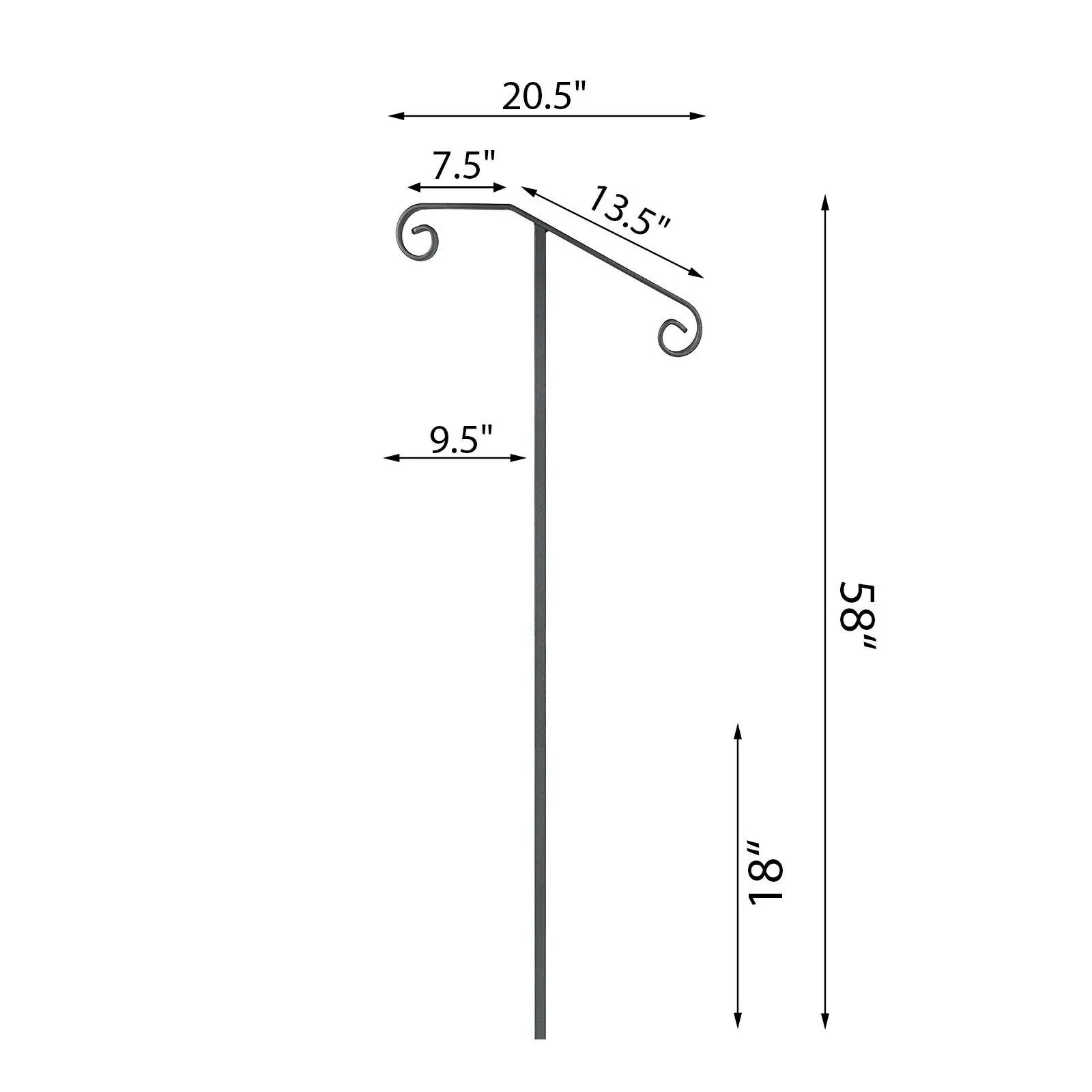 

VEVOR Single Post Handrail Wrought Iron Post Mount Step Grab Supports in Ground Fits 1 or 2 Steps Grab Rail Single Post Railing