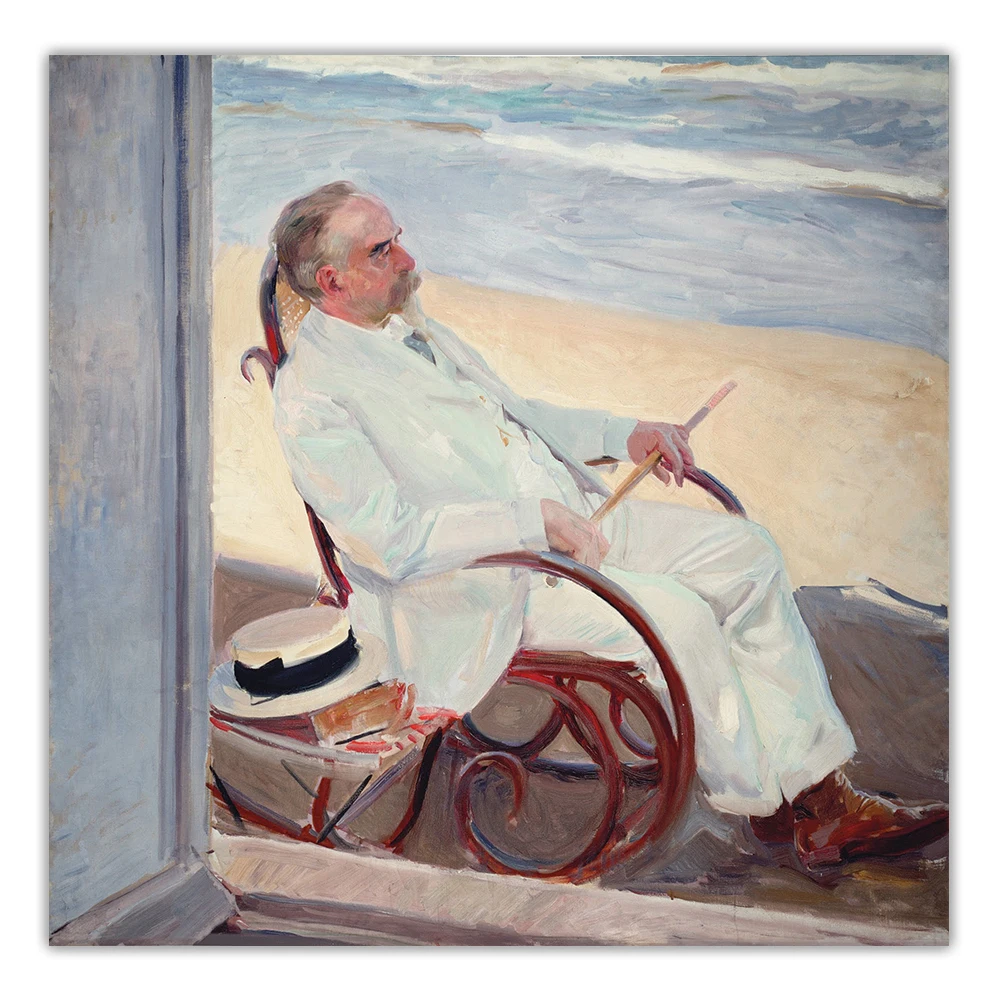 

Holover Canvas Oil Painting Joaquin Sorolla"Antonio Garca At The Beach"Naturalism Aesthetic Poster Backdrop Home Decoration
