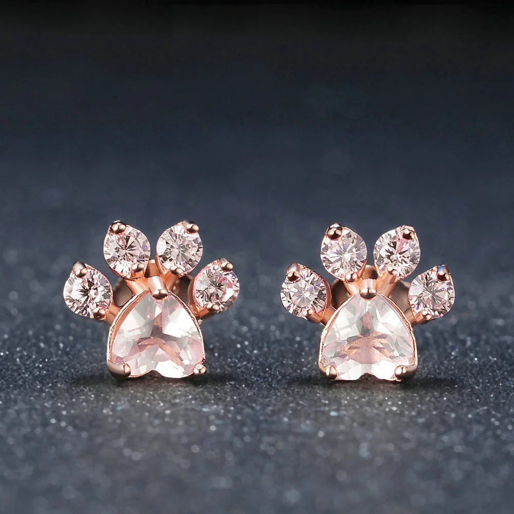 

New Cute Cat Paw Micro-inlaid Zircon Earrings for Women Luxury High-quality Creative Design Jewelry Simple Temperament Hot