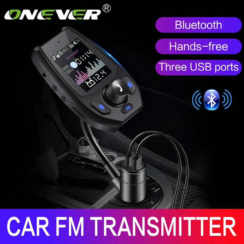 Onever, 5 В, 3,0 А, fm-передатчик, автомобильный, Bluetooth, Handsfree, модулятор, QC, три usb порта, зарядное устройство, mp3-плеер, 12 В-24 В, автомобильный комплект, подходит для TF