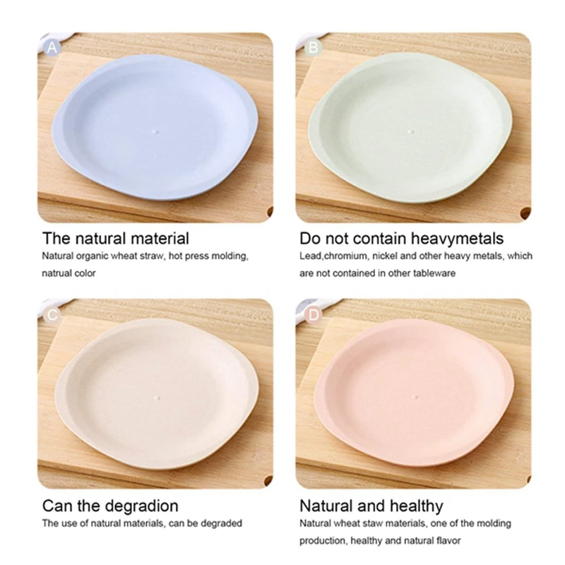 

Micro-wave Plates for Baby Feeding (4-Pack) 7.28inch, Wheat Straw Degradable Healthy Tableware Plate for Toddler Baby Kids,Dishw
