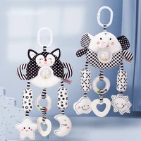 rattle for kids baby toys 0 6 12 month set newborn infant black white soft plush cute animal hanging mobile on the bed bell gift