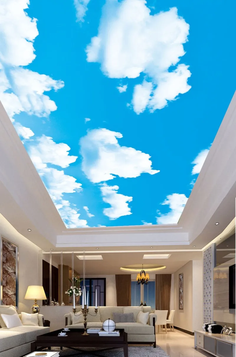 Голубое небо и белые облака потолочные фрески обои для гостиной спальни