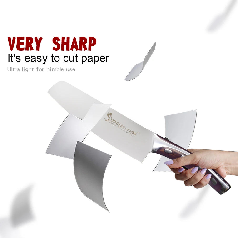 SOWOLL бесшовная Сварка кухонный нож 4CR14 набор ножей из нержавеющей стали