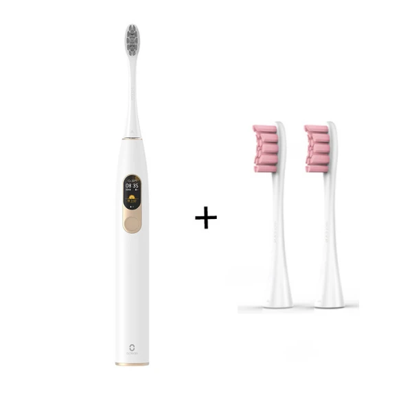 add brush head x2 Xiaomi Mijia Smart Sonic электрическая зубная щетка bluetooth 4,0 умная цветная отбеливающая резинка для сенсорного экрана для домашнего использования - Цвет: add brush head x2