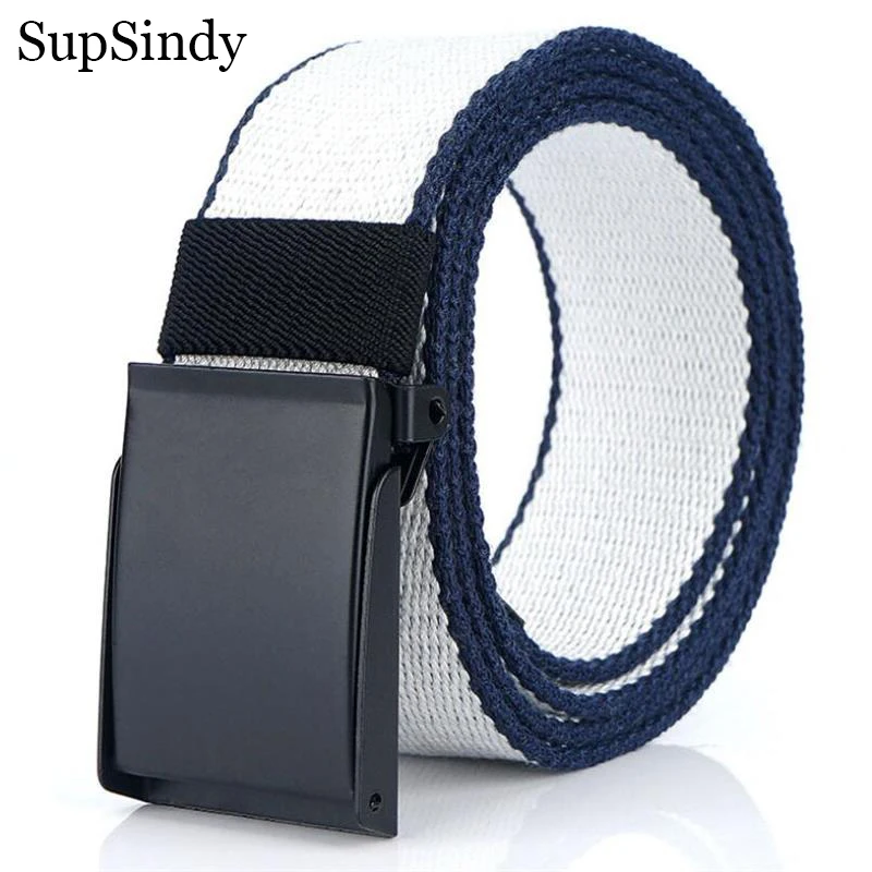 SupSindy Men's Canvas Belt Wild Casual cotton Alloy buckle Jeans belt Army military tactical belts for Men Waistbrand Male strap