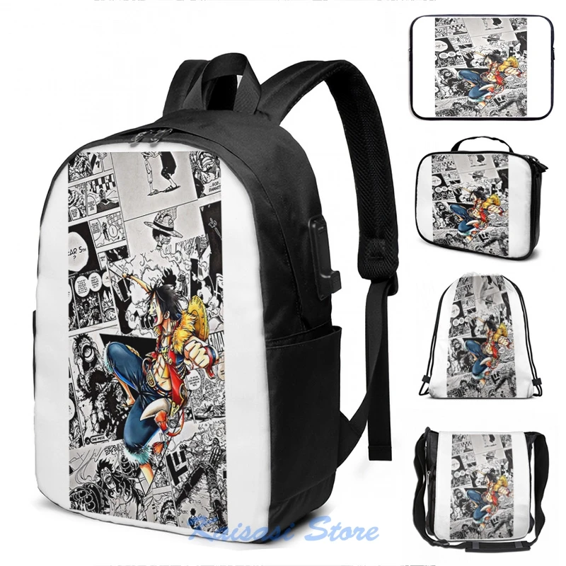 Рюкзак Luffy с забавным графическим принтом и USB зарядкой для мужчин женщин