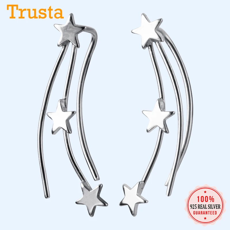 Женские серьги-гвоздики из серебра 100% пробы со звездами | Украшения и аксессуары
