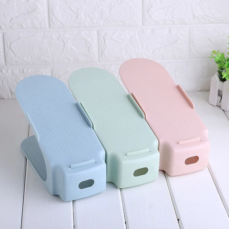 Двухуровневая стойка для обуви экономичная пластиковая уборки держатель