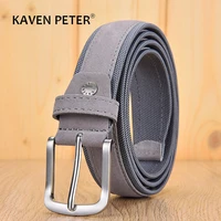 men oxford fabric suede leather belt high quality genuine leather luxury pin buckle for men 3 5 cm and 3 8 cm width