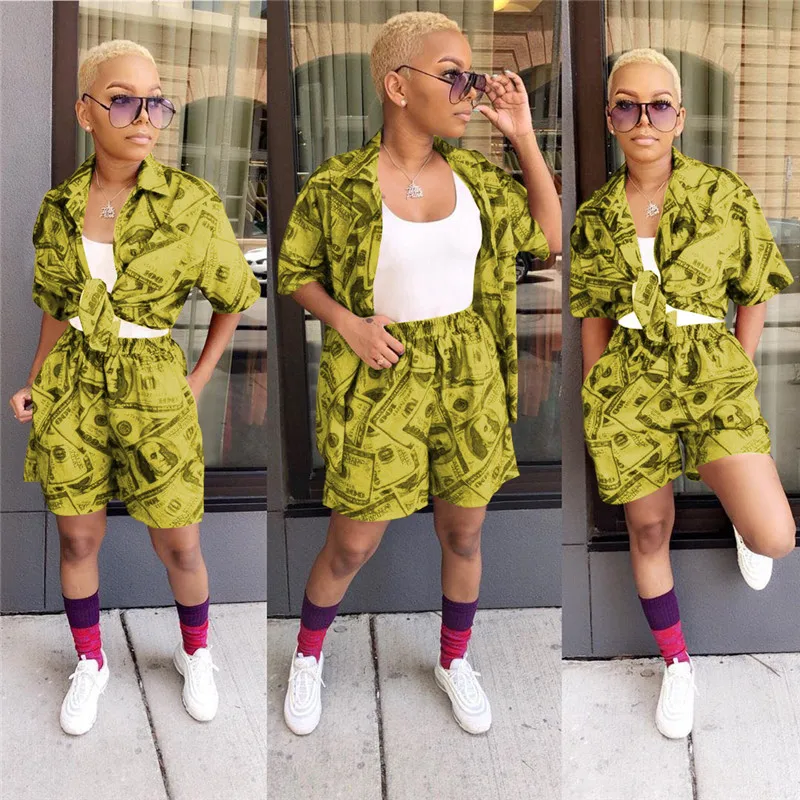 Комплект из двух предметов с принтом в виде банкнот крутая уличная рубашка топ и
