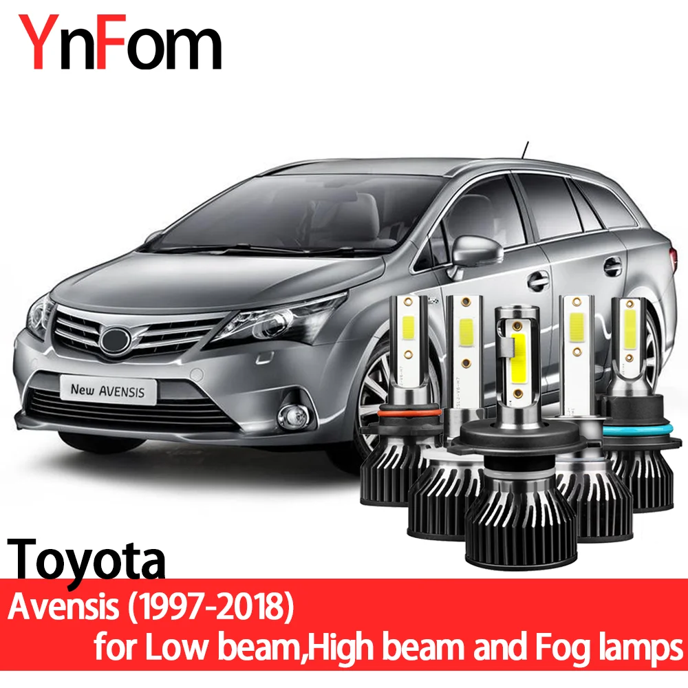 

YNFOM LED headlights kit for Toyota Avensis T22 T25 T27 Verso M2 Ipsum 1997-2018 Low beam,High beam,fog lamp,car accessories
