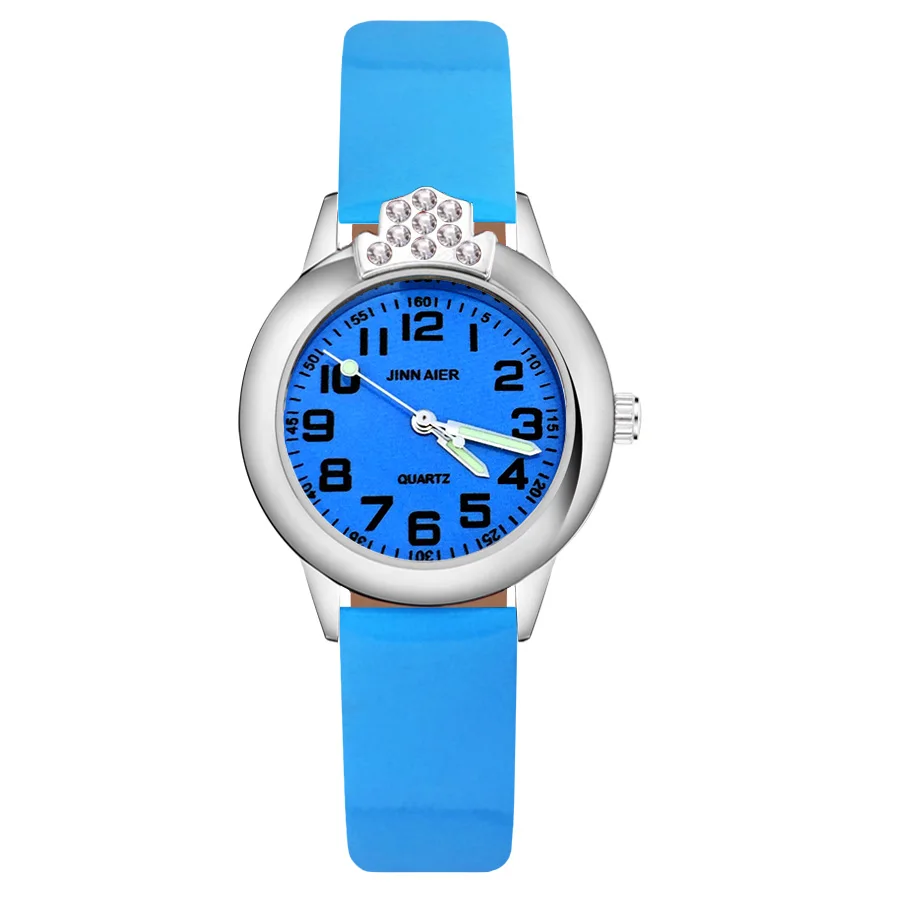 Cartoon Arabic numerals Crystal style Children's Watches Kids Student Girls Quartz Leather strap Wrist Watch Clock JK110 | Наручные